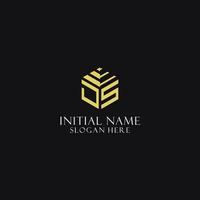 JS initial monogram with hexagon shape logo, creative geometric logo design concept vector