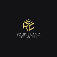 KC initial monogram with hexagon shape logo, creative geometric logo design concept vector