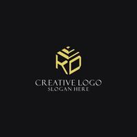 KD initial monogram with hexagon shape logo, creative geometric logo design concept vector