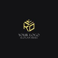 KO initial monogram with hexagon shape logo, creative geometric logo design concept vector