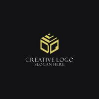 DQ initial monogram with hexagon shape logo, creative geometric logo design concept vector
