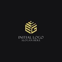 EG initial monogram with hexagon shape logo, creative geometric logo design concept vector