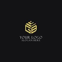GB initial monogram with hexagon shape logo, creative geometric logo design concept vector