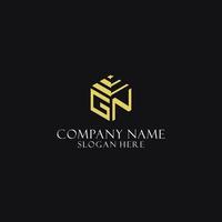 GN initial monogram with hexagon shape logo, creative geometric logo design concept vector