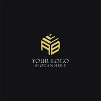 AB initial monogram with hexagon shape logo, creative geometric logo design concept vector
