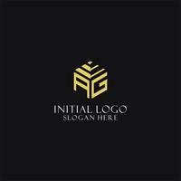 AG initial monogram with hexagon shape logo, creative geometric logo design concept vector