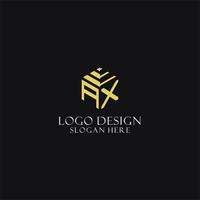 AX initial monogram with hexagon shape logo, creative geometric logo design concept vector