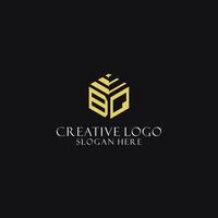 BQ initial monogram with hexagon shape logo, creative geometric logo design concept vector