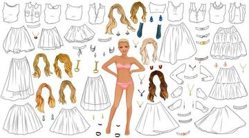 Cute princess paper doll and fairy tales accessories stickers set