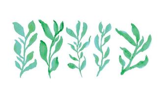 A row of green trees on a white background. hand drawn plants. Hand drawn leaves draw vector