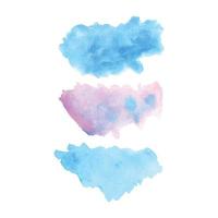 Hand drawn blue watercolor brush stroke design vector set. Vector hand drawn watercolor stroke