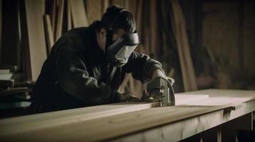 Carpenter at work AI photo