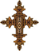 Christ cross design with classic style engraving ornament for elements, editable color vector