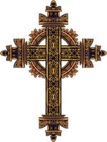 Christ cross design with classic style engraving ornament for elements, editable color vector