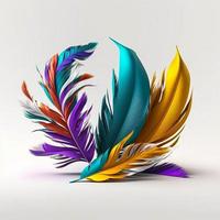 3d colorful feathers for carnival composition photo