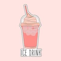 Vector colorful hand drawn fresh drink sticker on pink background