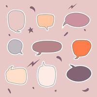 Speech bubbles set. Various talk balloon shapes in vintage style with grunge texture. Hand-drawn infographic Vector collection.