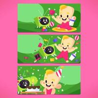 Baby Boy And Friend Horizontal Banner vector