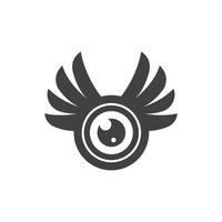 óptico ojo con alas icono logo vector modelo ilustración