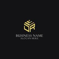 JR initial monogram with hexagon shape logo, creative geometric logo design concept vector