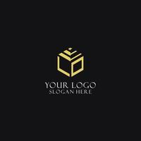 LO initial monogram with hexagon shape logo, creative geometric logo design concept vector