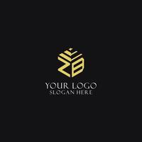 ZB initial monogram with hexagon shape logo, creative geometric logo design concept vector
