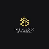 ZG initial monogram with hexagon shape logo, creative geometric logo design concept vector