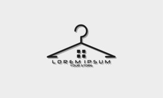 clothing logo design template. Clothes hanger shop shape vector editable logo design.