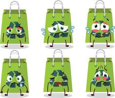 Recycle bag cartoon character with sad expression vector