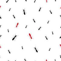 Ant trail seamless pattern, a path of insects in search of food. Black and red ants. Isolated on white background. vector