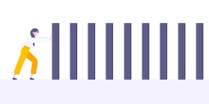 Business resilience or domino effect metaphor vector illustration concept.