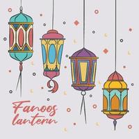 Isolated Arabic Fanoos Lantern Vector for Ramadhan Festival Decoration