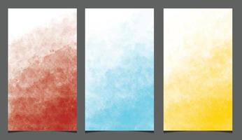 Set of vertical creative social media post with grunge watercolor background vector