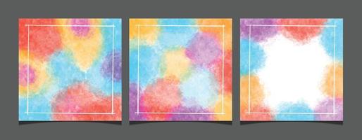 Set of creative square social media post vector watercolor background