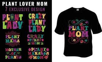 Plant mama bundle, 7 designs, Retro, Groovy Mama plant lover T-shirt Design. ready to print for apparel, poster, and illustration. Modern, simple, lettering t-shirt vector