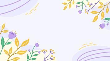 Hand drawn floral background. Flowers and leaves flat illustration with copy space for text. vector