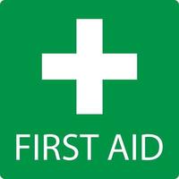 Green First Aid Kit Emergency Icon with Cross Sign. Vector