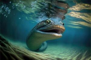 Eel swimming in the ocean. photo