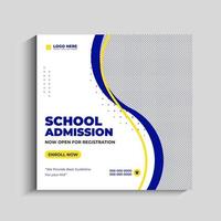 School Admission or back to school Social Media Post Template Design vector