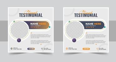 Customer feedback testimonial social media post web banner layout. client testimonials social media post or web banner design template vector