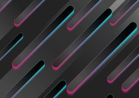 Black abstract geometric tech backgroundn with neon light vector