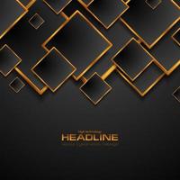 Black and bronze squares abstract geometric vector background
