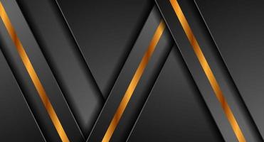 Black abstract corporate background with golden stripes vector