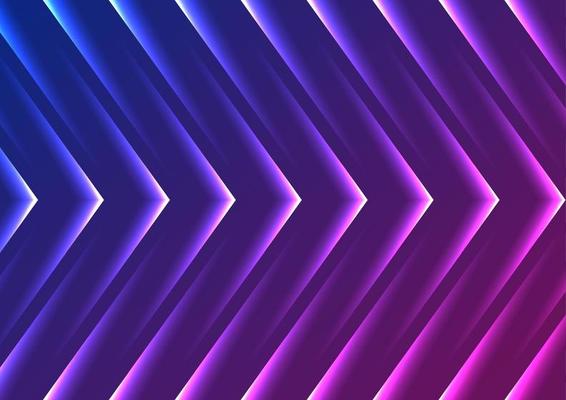 Blue purple abstract neon arrows tech background