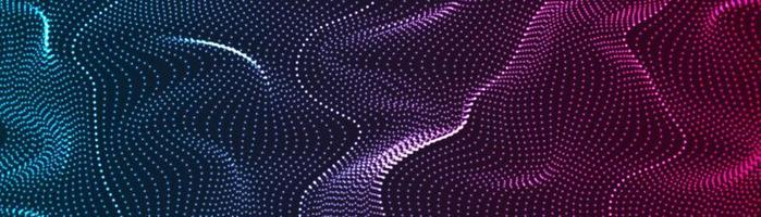 Futuristic refracted dotted lines waves abstract banner vector