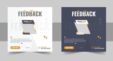 Client testimonial and feedback review template bundle with dark and yellow colors. Customer satisfaction and work review poster set vector for marketing. Business promotion website layout collection