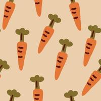 Vector seamless pattern with carrots on light beige background. Vegetable pattern design. Vector illustration