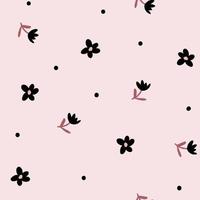 Spring flowers pattern on pink background. Vector illustration