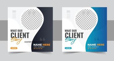 Customer feedback testimonial social media post web banner template vector