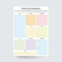 Work Day Organizer,Work Planner,Office Organizer,Work Schedule,Work Day Planner,Daily Organizer,Work Week Planner vector